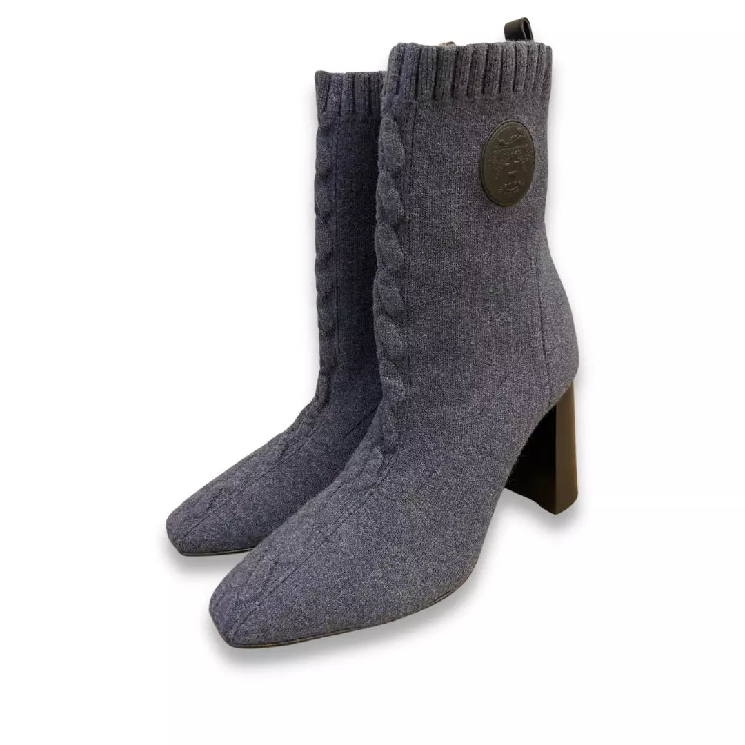 HERMÈS BLUE DENIM VOLVER 90 ANKLE BOOTS