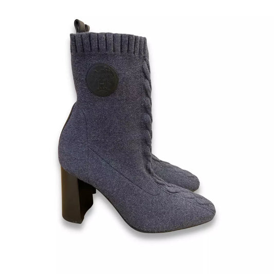 HERMÈS BLUE DENIM VOLVER 90 ANKLE BOOTS