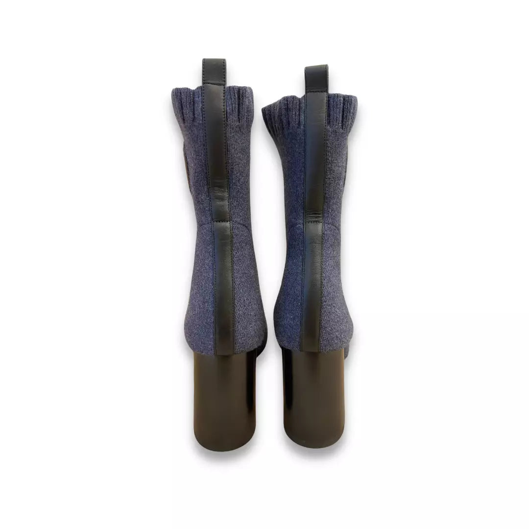 HERMÈS BLUE DENIM VOLVER 90 ANKLE BOOTS