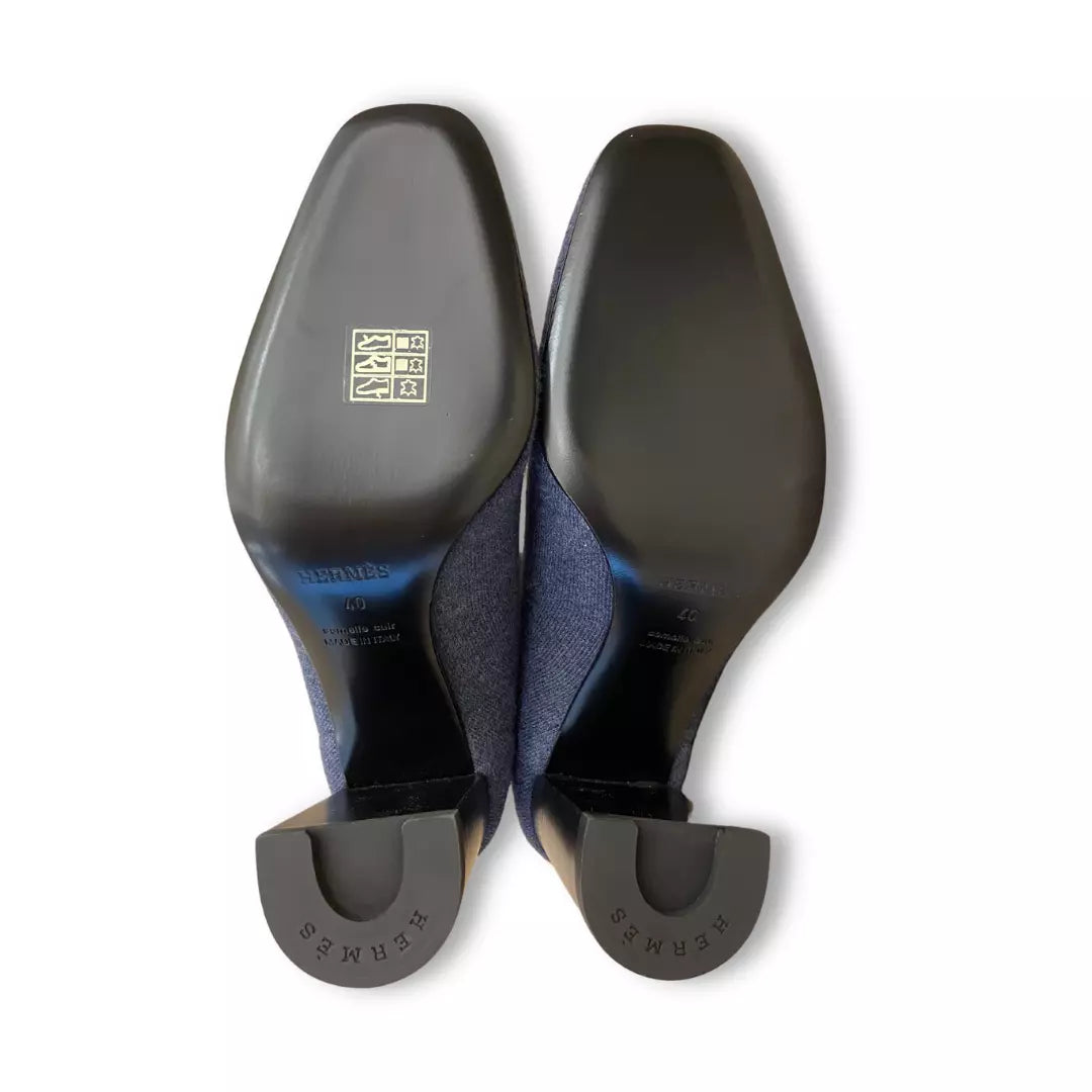 HERMÈS BLUE DENIM VOLVER 90 ANKLE BOOTS