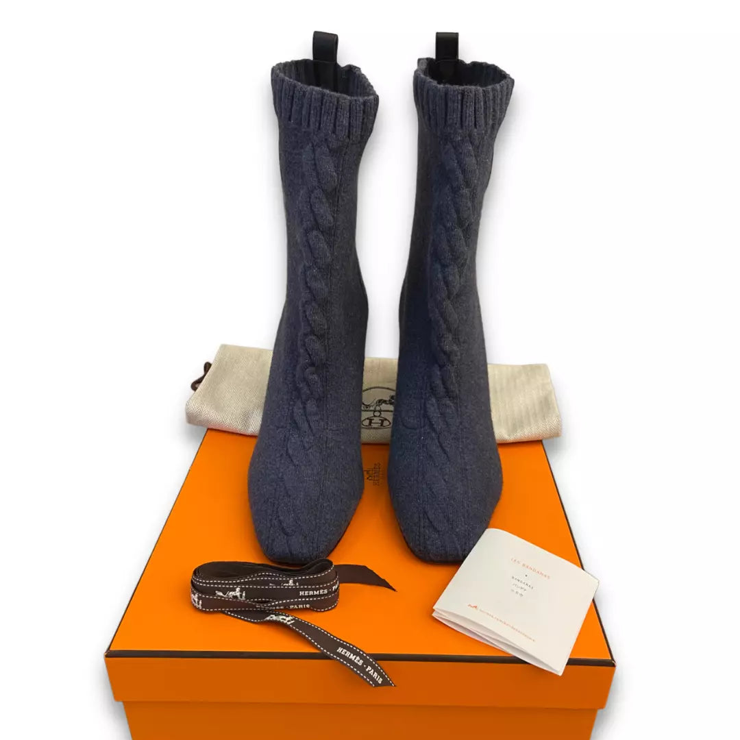 HERMÈS BLUE DENIM VOLVER 90 ANKLE BOOTS