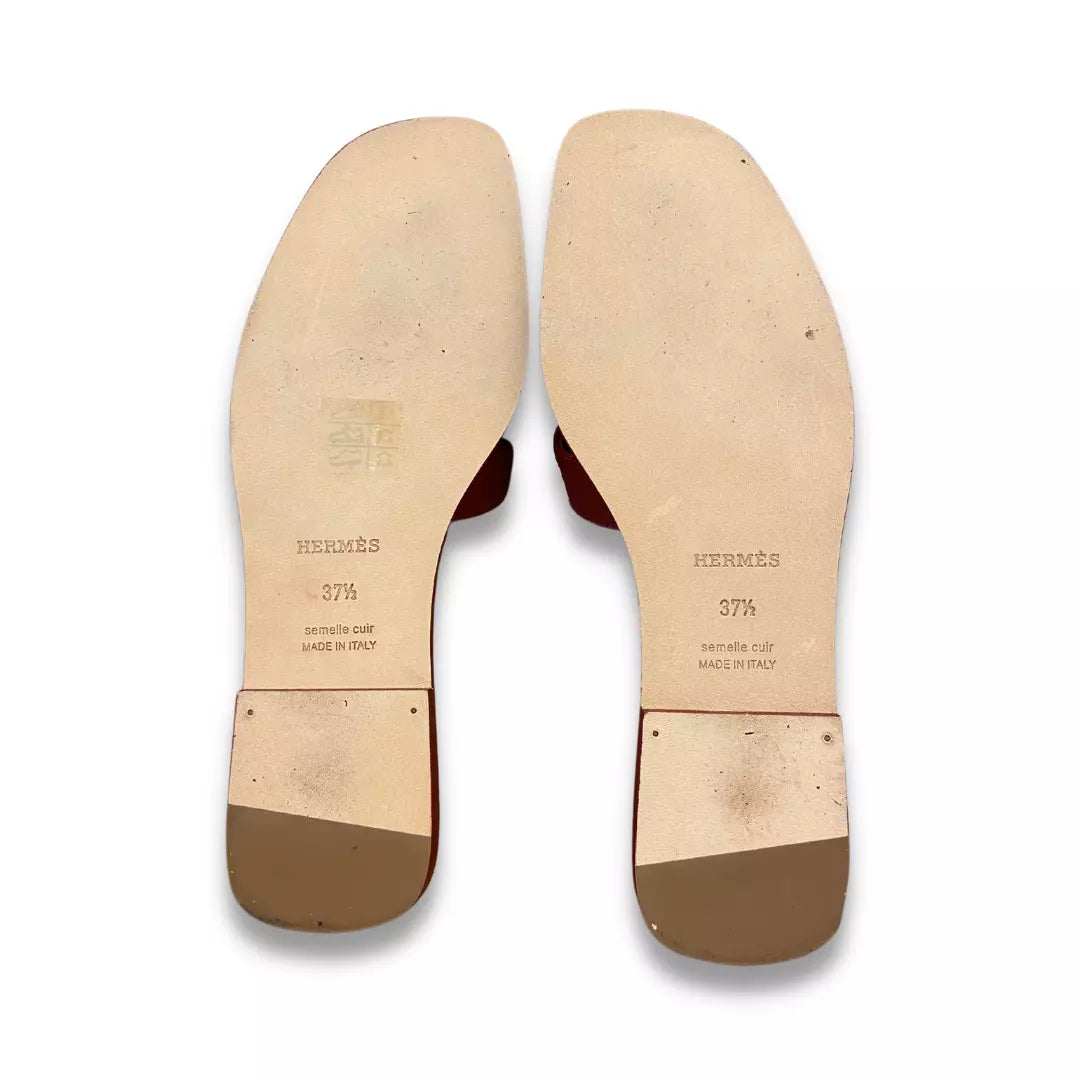 HERMÈS BURGUNDY ORAN SANDALS SHOES