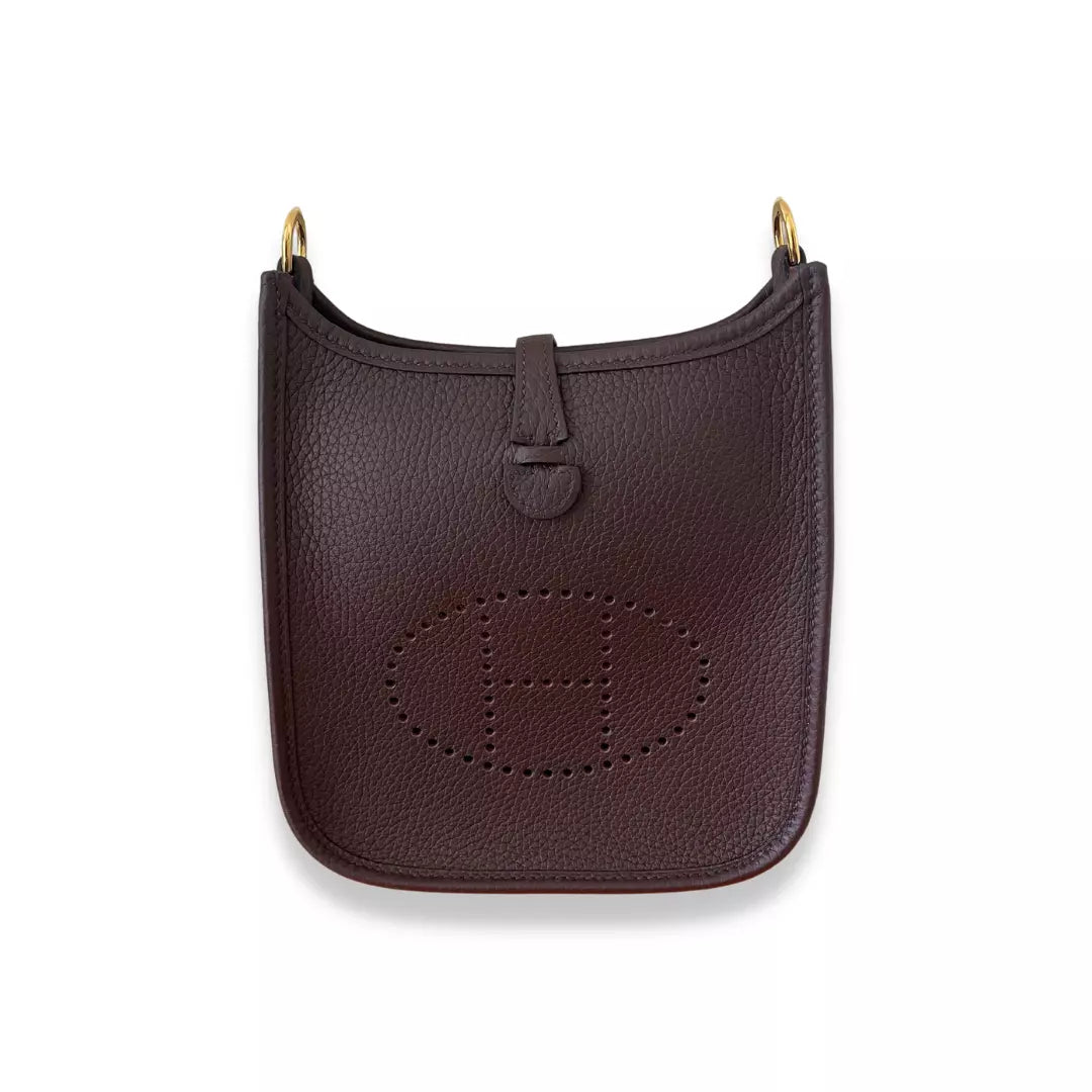Hermes Evelyne 16 e TPM Crossbody Bag Rouge Sellier Clemence Burgundy  Leather