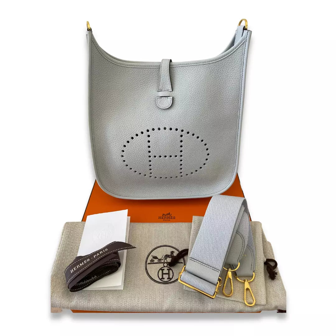 Hermès Evelyne 29 Bleu Pale Clemence Bag