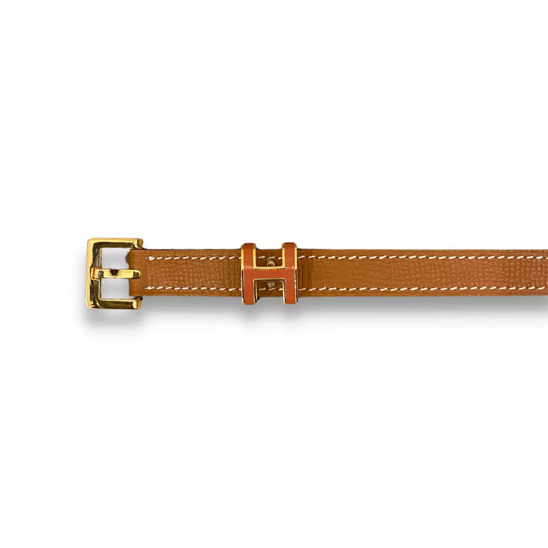 HERMÈS GOLD LEATHER POP H 15 BELT
