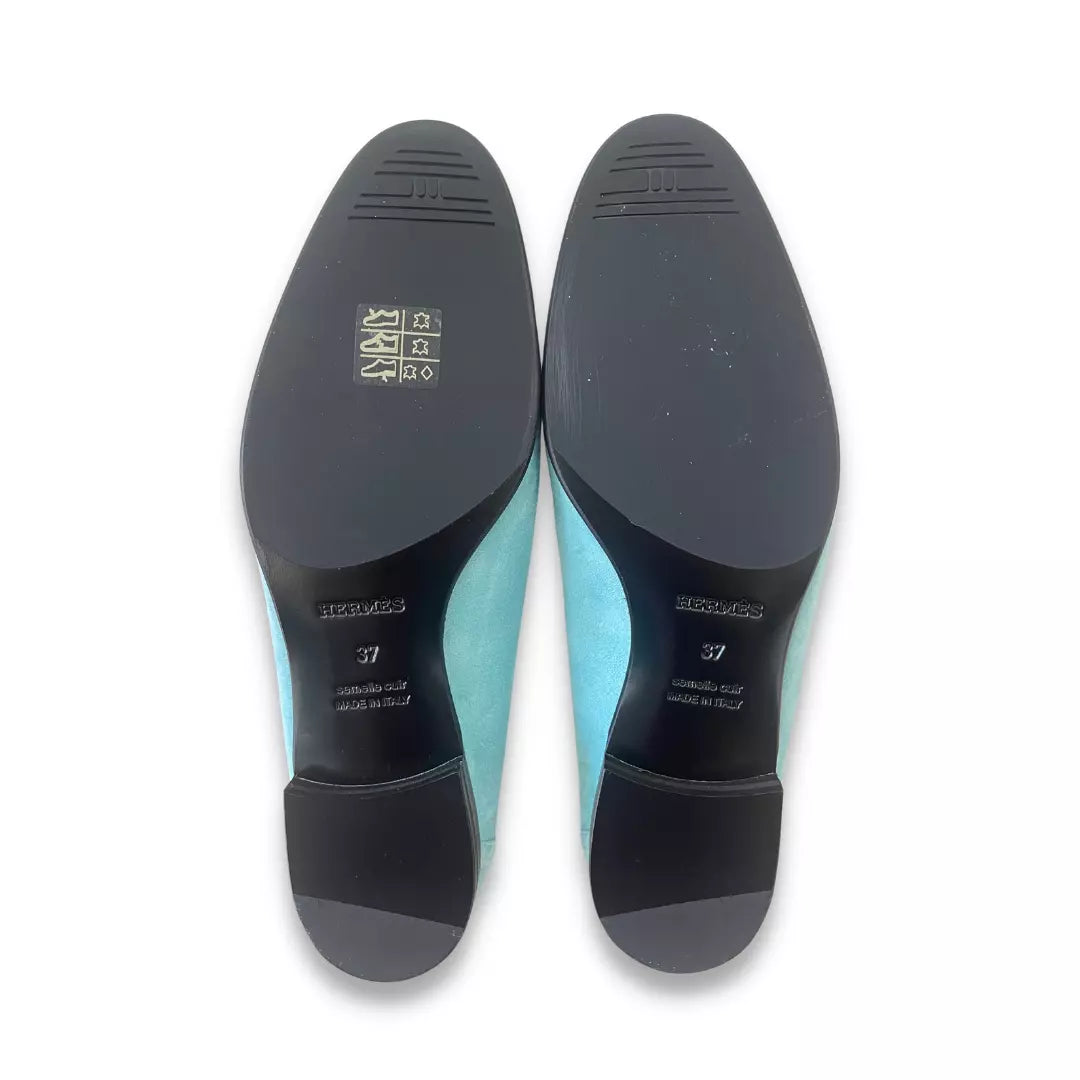 MOCASINES HERMÈS DE ANTE VERDE ROYAL