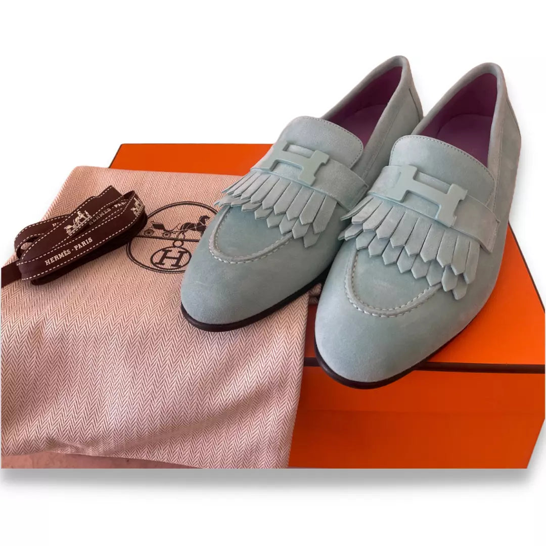 MOCASINES HERMÈS DE ANTE VERDE ROYAL