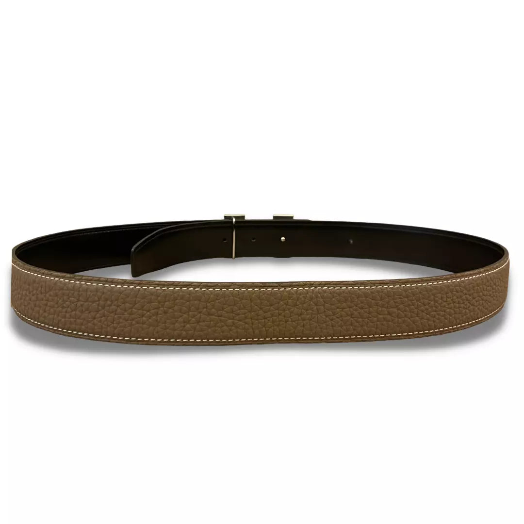 HERMÈS H BUCKLE ETOUPE/BLACK REVERSIBLE BELT