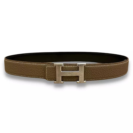 Cinturón reversible Hermès con hebilla H color etoupe/negro