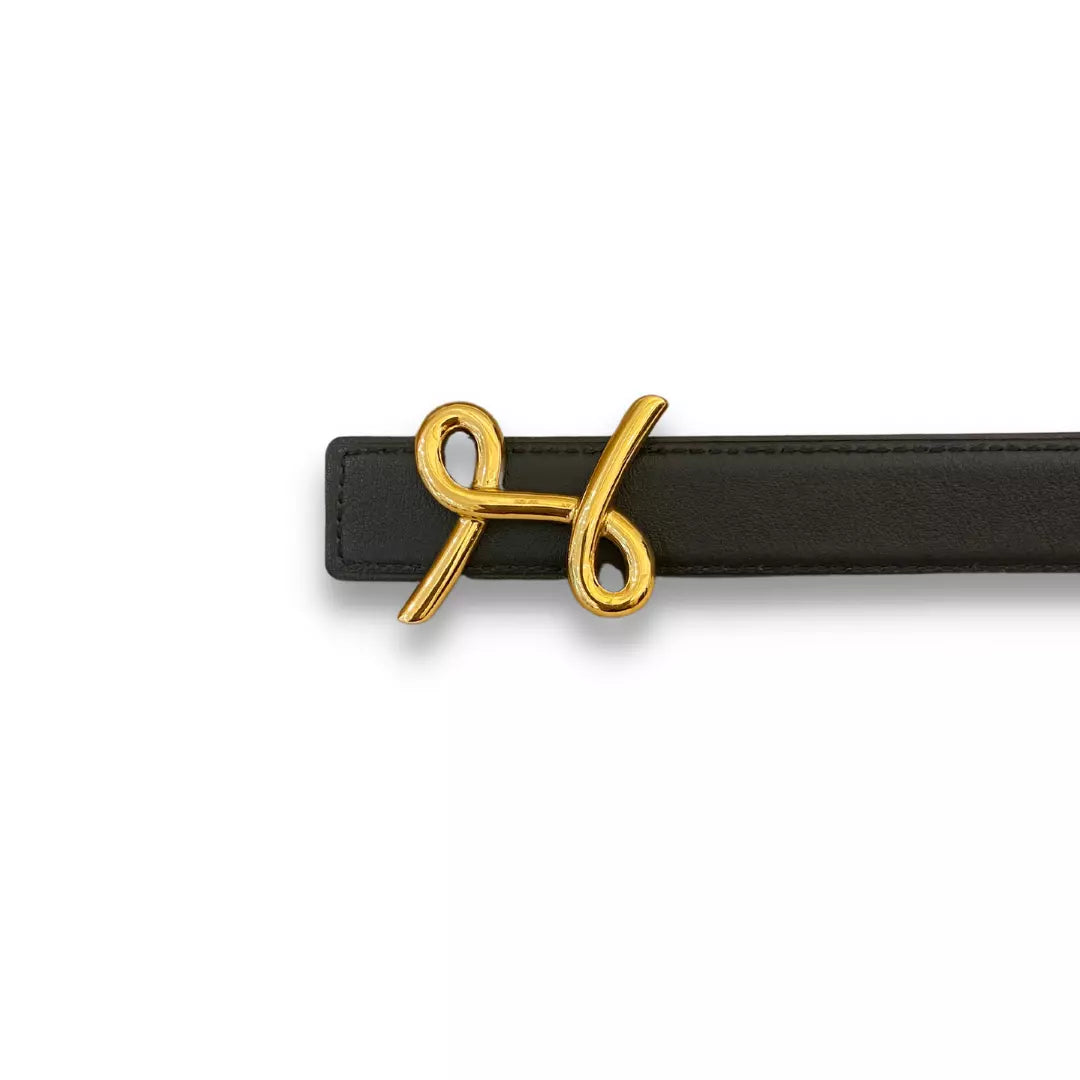 HERMÈS H CURSIVES ORANGE/BLACK REVERSIBLE BELT
