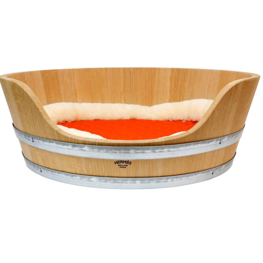 HERMÈS OAK WOOD BARREL DOG BED