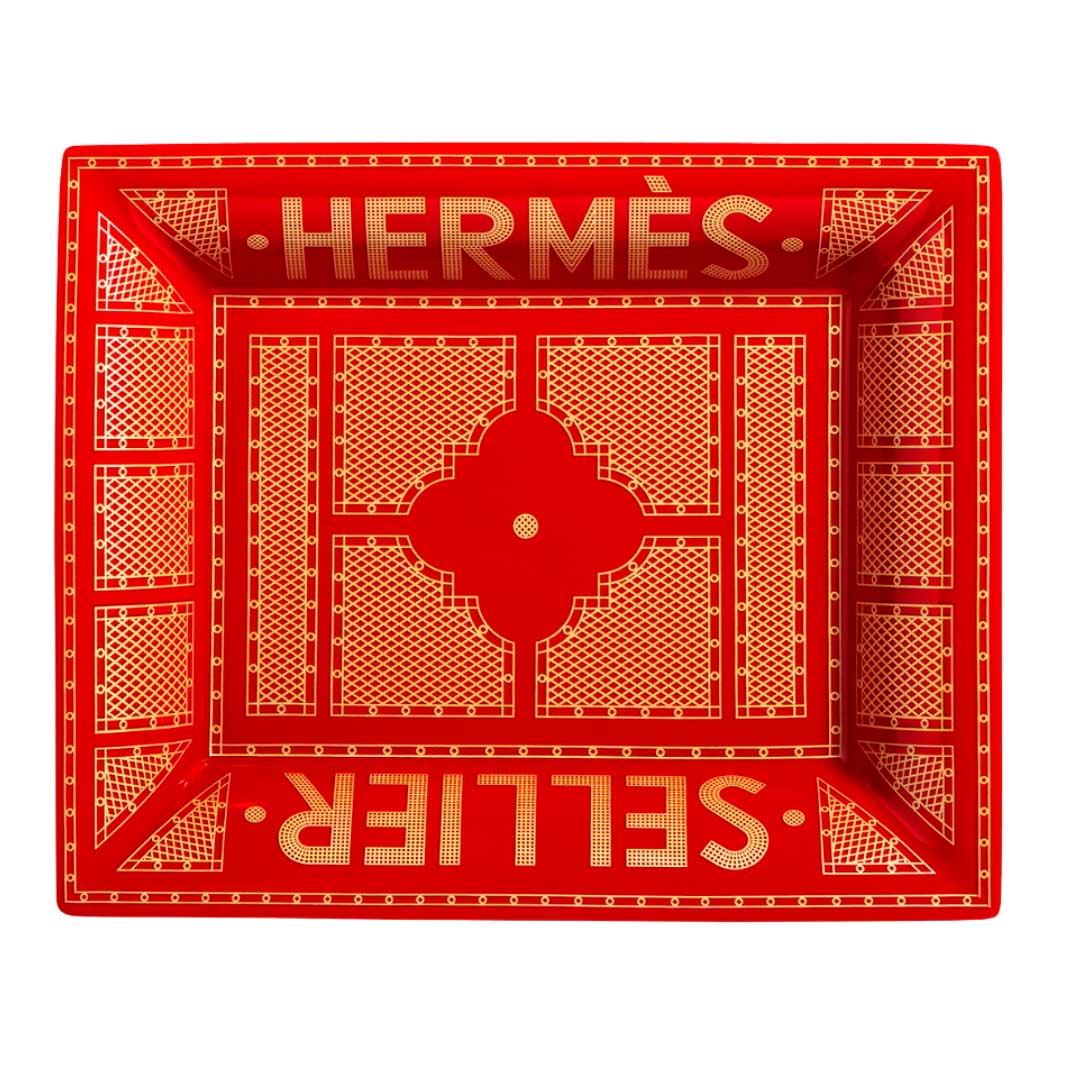 BANDEJA CAMBIADOR HERMÈS PORCELANA ROJA VENDEDOR