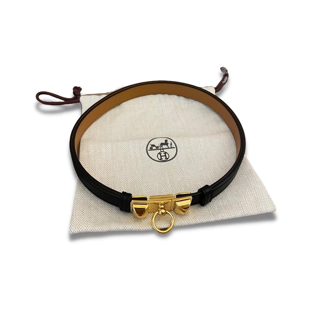 HERMÈS RIVALE 18 BLACK EPSOM LEATHER BELT