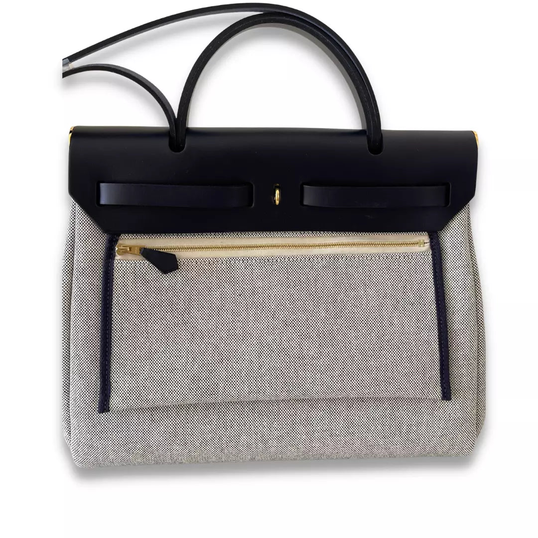 HERMÈS TOILE H PLUME BLUE HERBAG 31 BAG