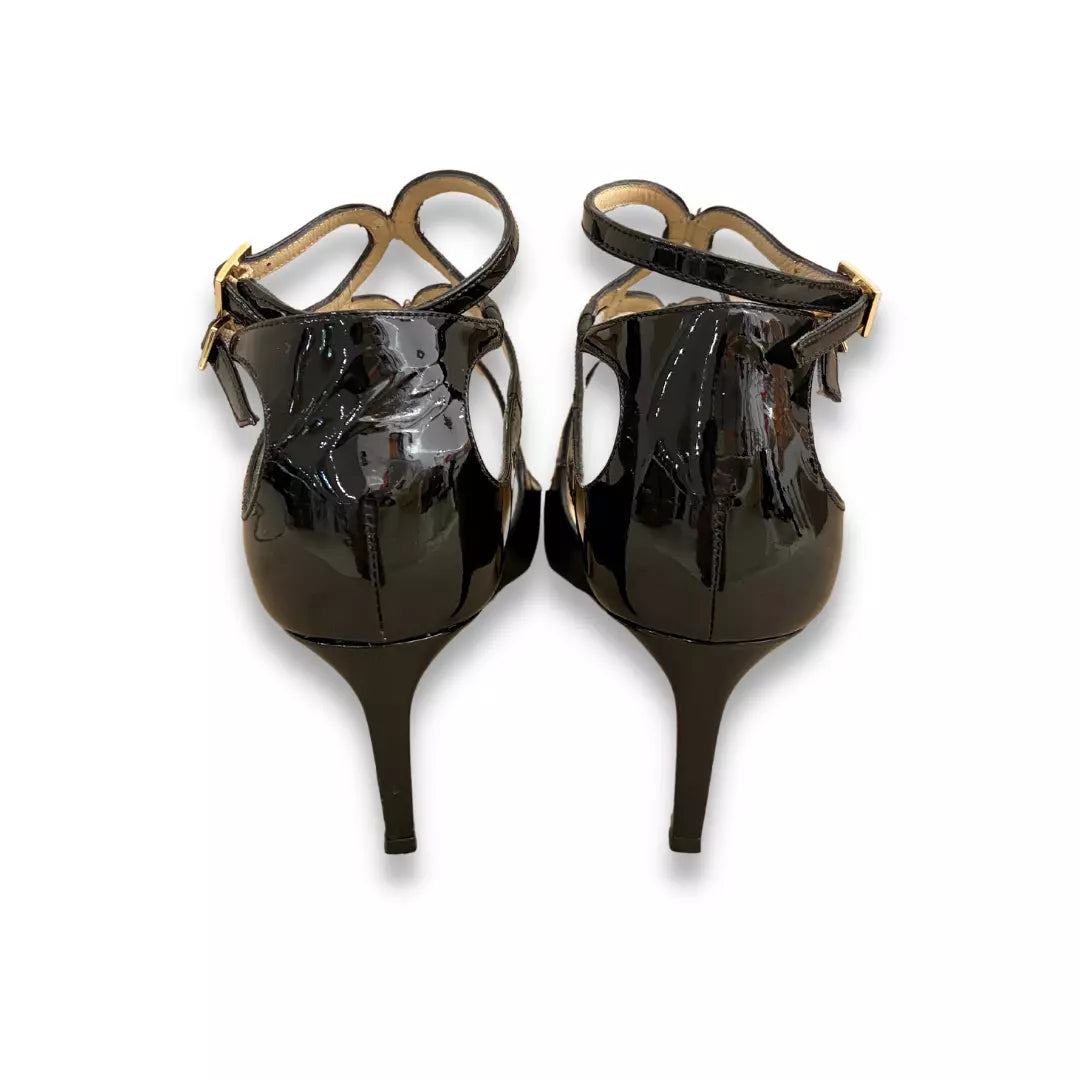 JIMMY CHOO BLACK LEATHER LANCER STILETTOS