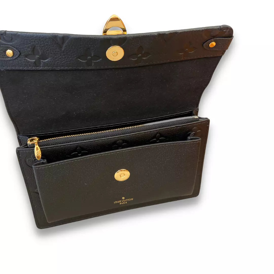 LOUIS VUITTON LV BLACK LEATHER VAVIN WALLET BAG