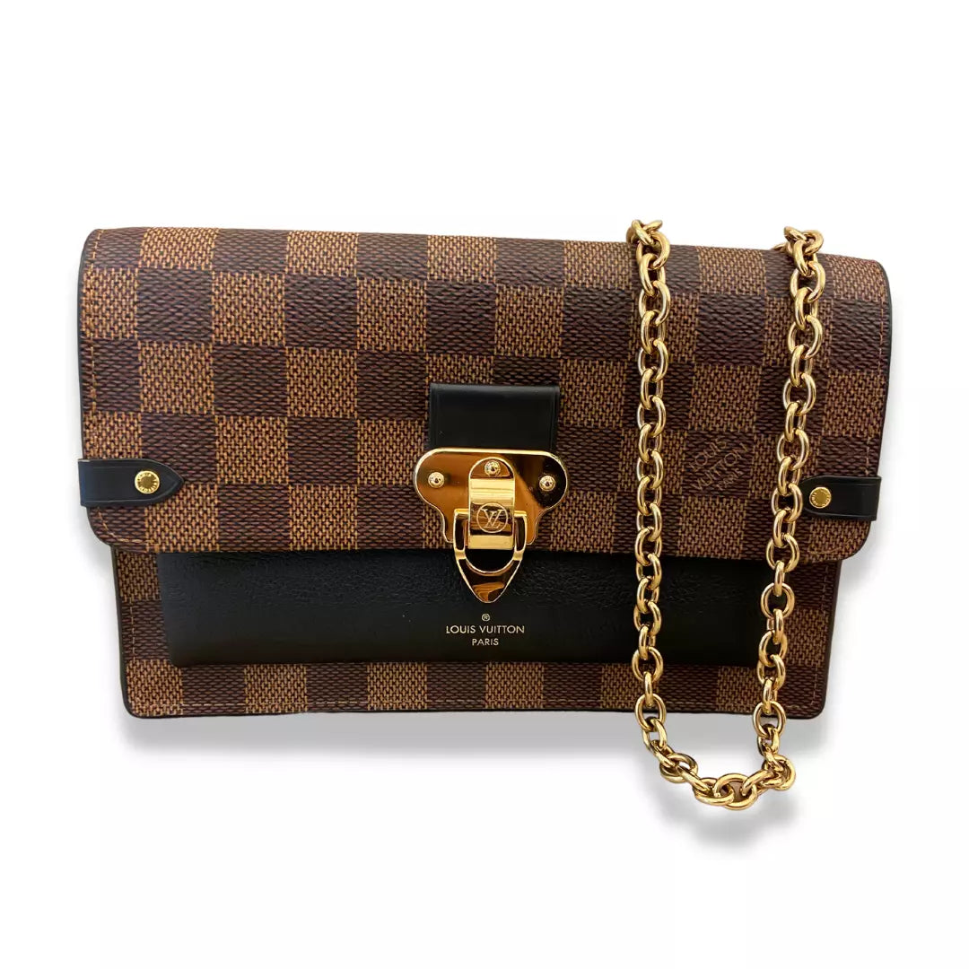 LOUIS VUITTON LV DAMIER EBENE CANVAS VAVIN CHAIN WALLET BAG