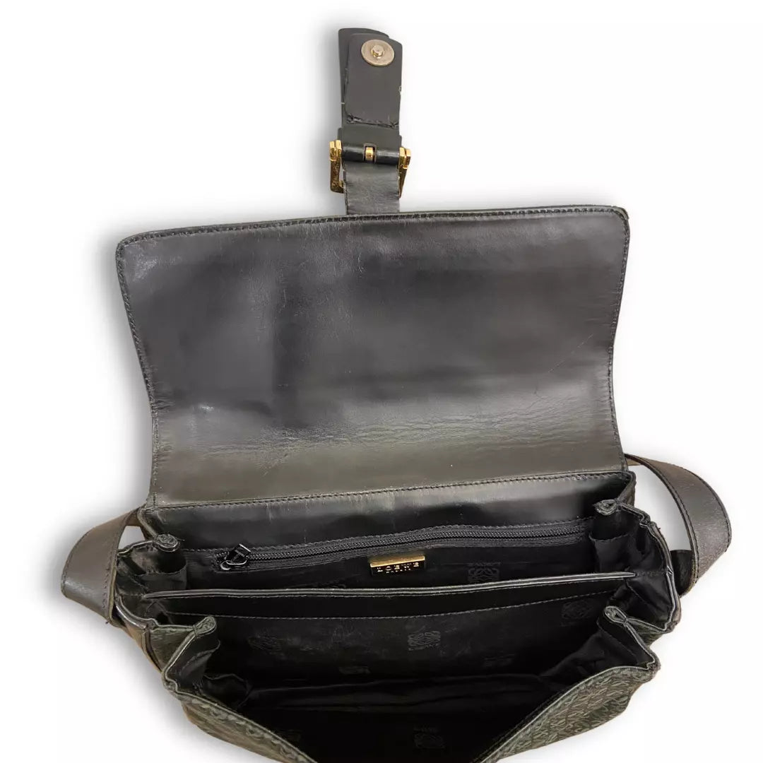 LOEWE BLACK LEATHER BANDOLIER BAG