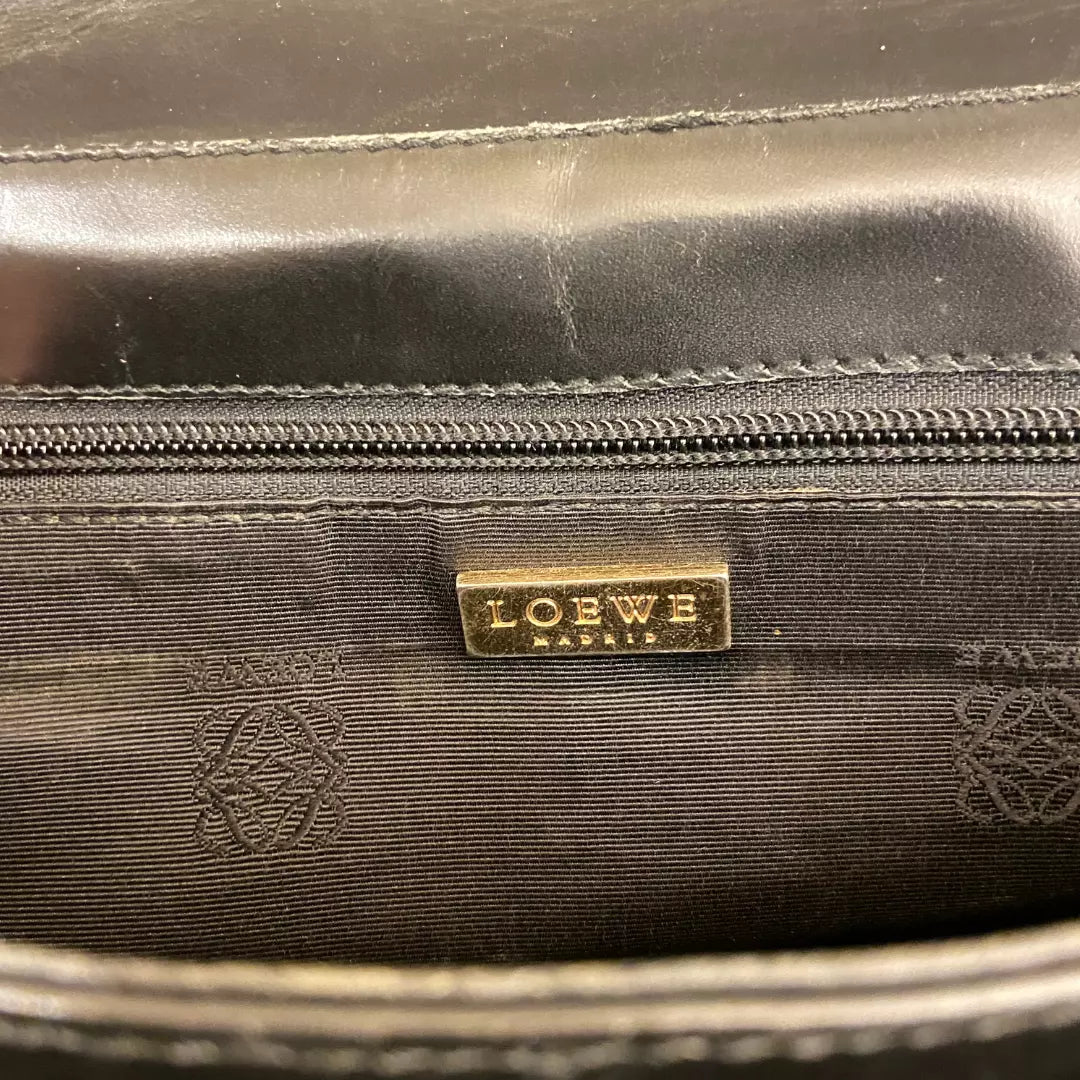 LOEWE BLACK LEATHER BANDOLIER BAG