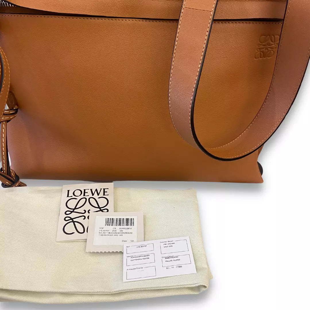 Loewe Brown Leather T Messenger Bag