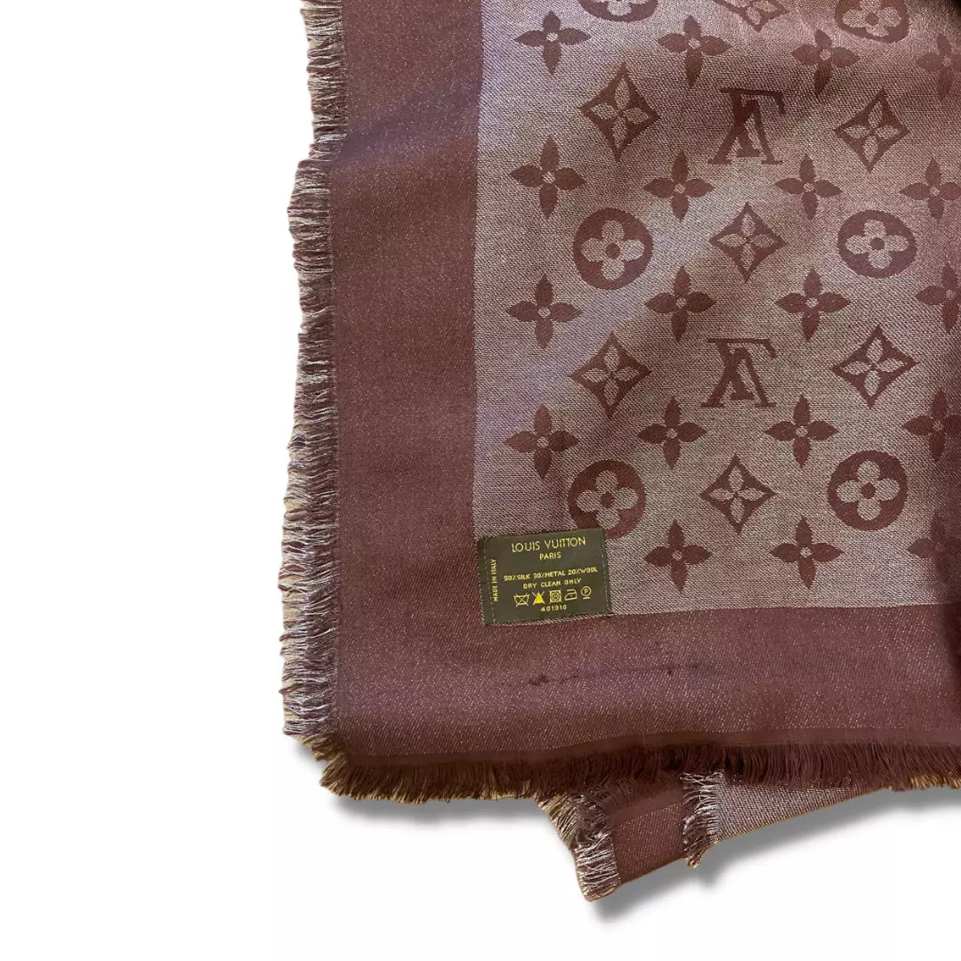 LOUIS VUITTON AMARANTE MONOGRAM SHINE SHAWL