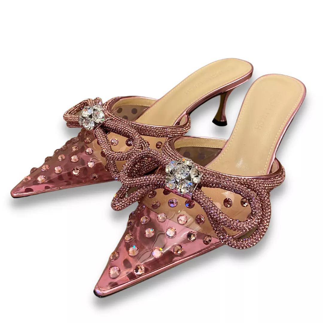 MACH & MACH PINK CRYSTALIZED PVC MULES