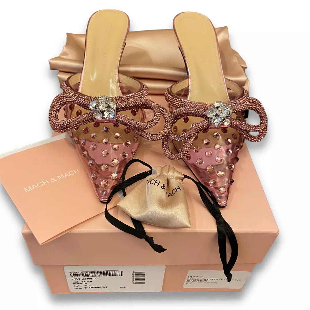 MACH & MACH PINK CRYSTALIZED PVC MULES