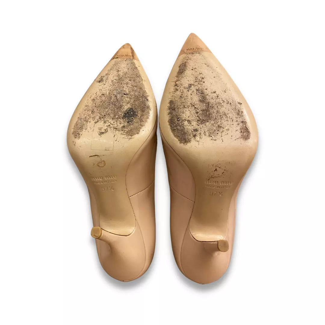 MIU MIU BEIGE PEARLS STILETTOS