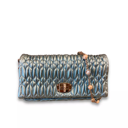 MIU MIU BLUE/CRYSTAL SATIN BAG