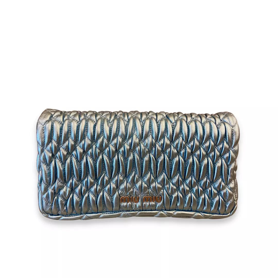 MIU MIU BLUE/CRYSTAL SATIN BAG