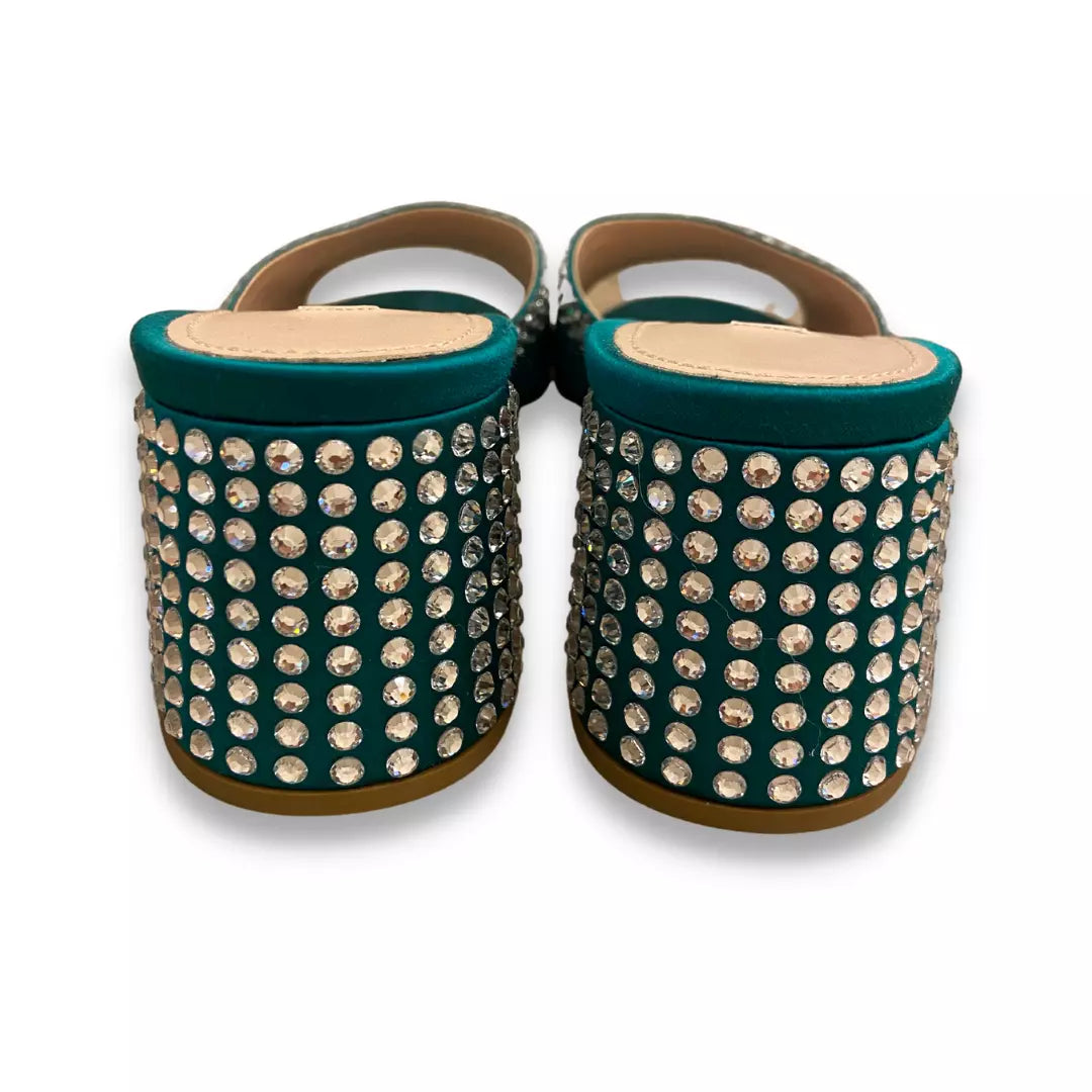 MIU MIU GREEN/CRYSTAL MULE