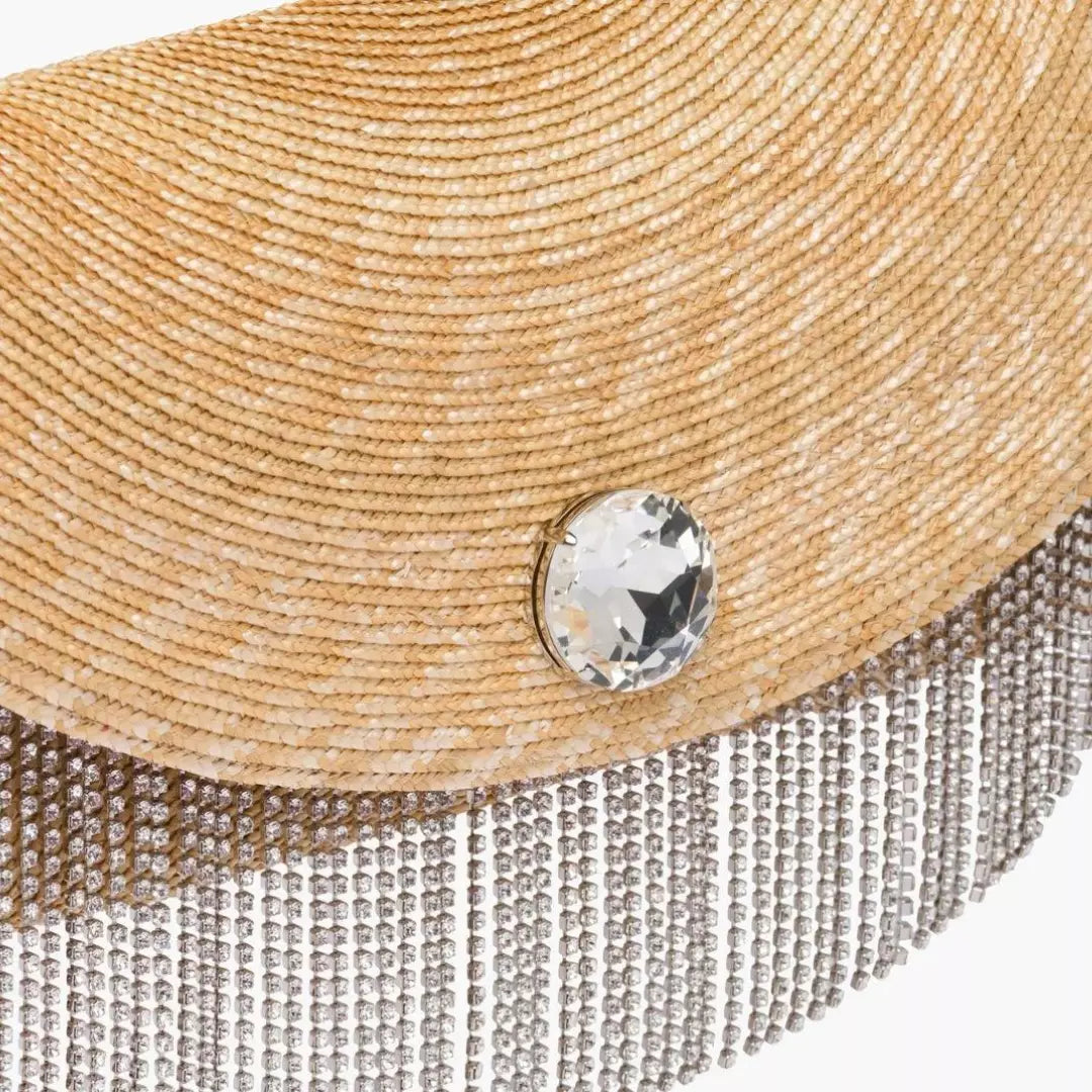 MIU MIU STRAW CLUTCH WITH CRYSTALS