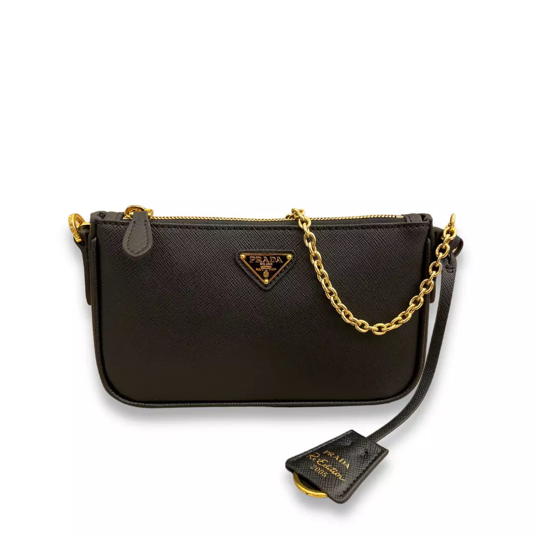 BOLSO DE HOMBRO Prada REEDICIÓN NEGRA 2000