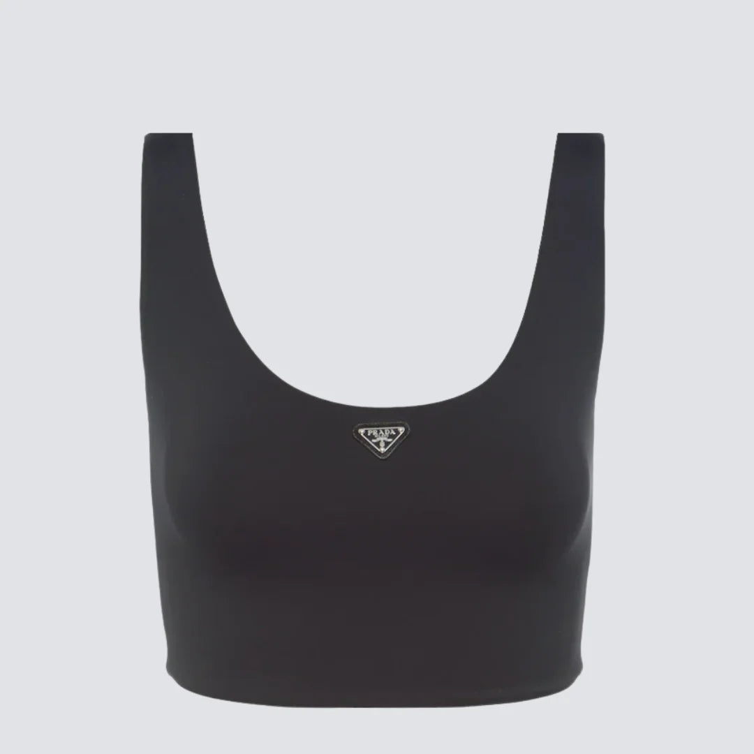 Prada BLACK STRETCH JERSEY TOP