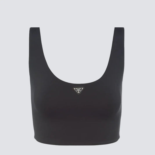 Prada TOP DE JERSEY ELÁSTICO NEGRO