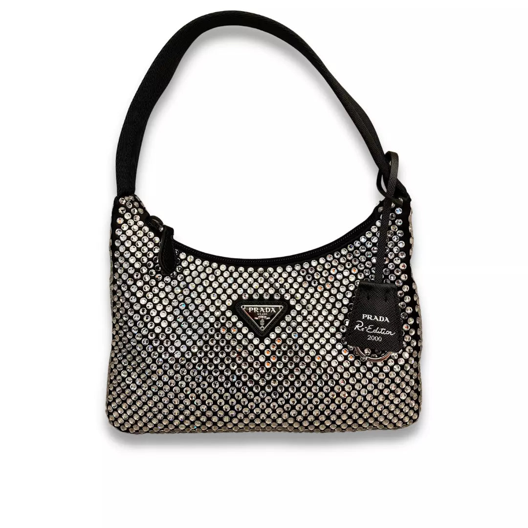Prada BLACK SATIN CRYSTAL BAG