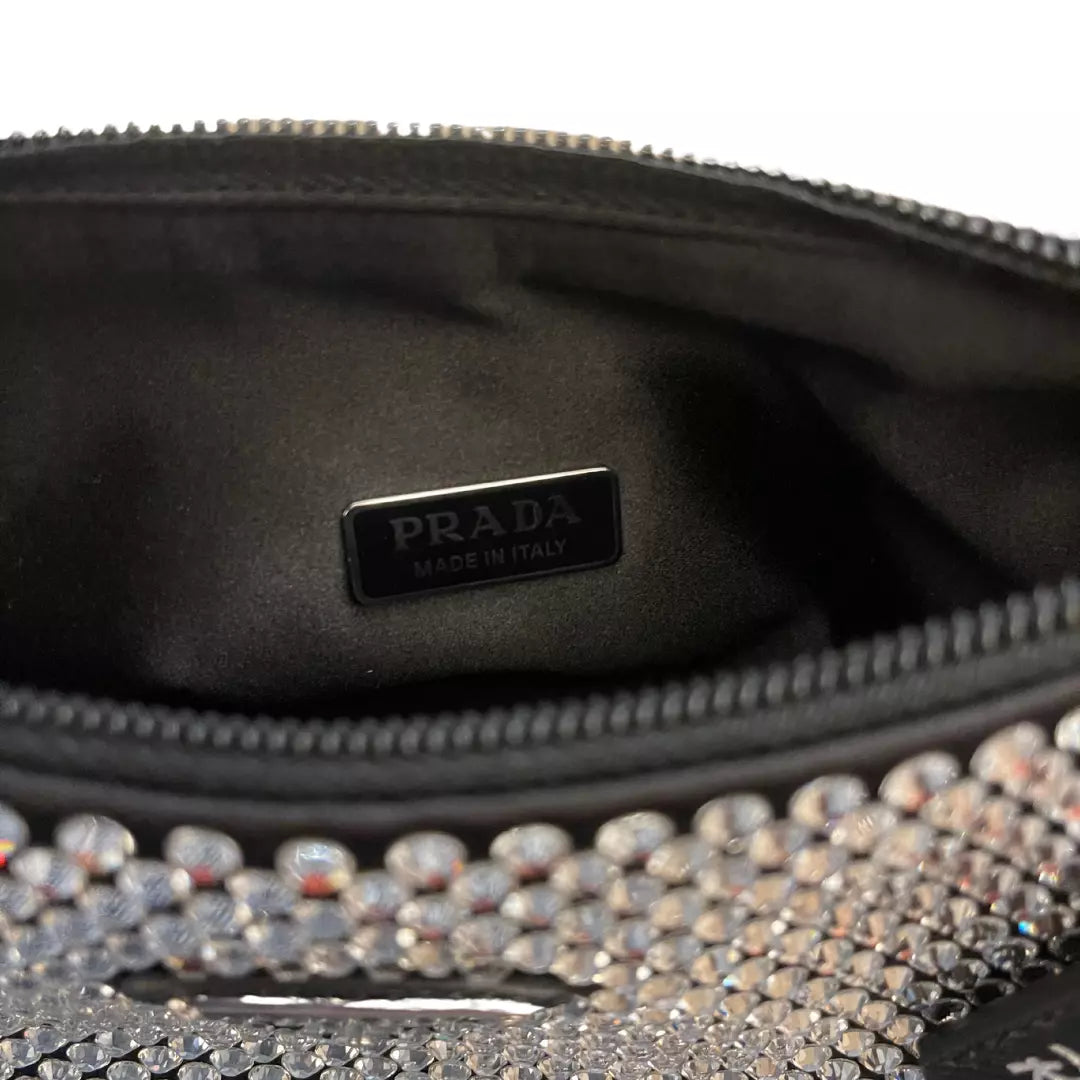 Prada BLACK SATIN CRYSTAL BAG