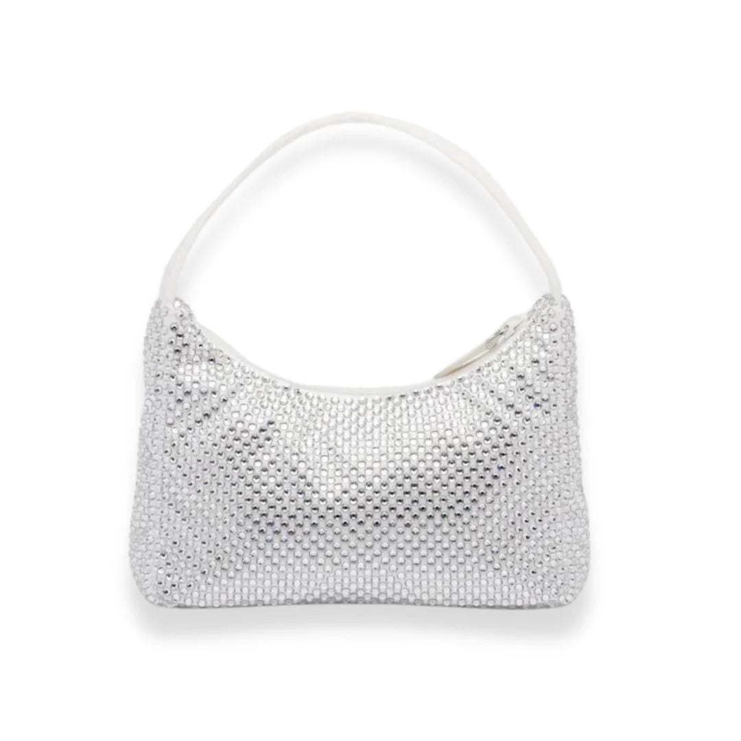 Bolso Prada de satén blanco con cristales
