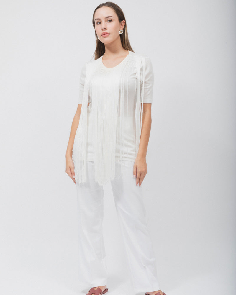 STELLA MCCARTNEY WHITE COTTON FRINGES SHIRT