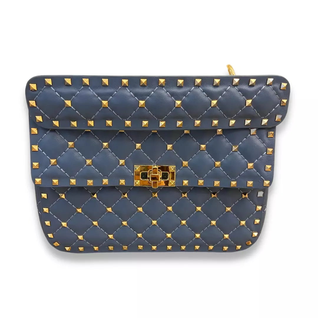 VALENTINO BLUE LAMB NAPPA ROCKSTUD SPIKE BAG