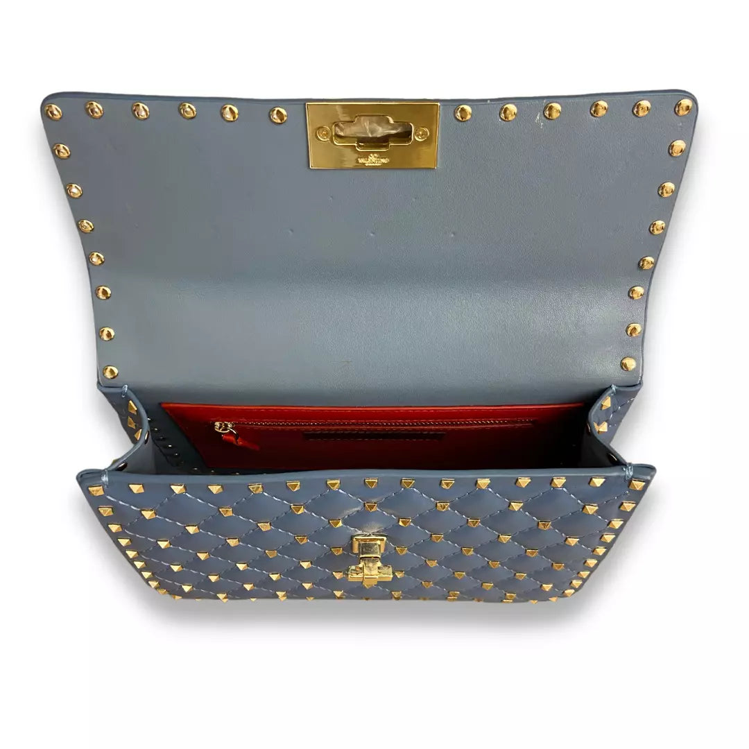 VALENTINO BLUE LAMB NAPPA ROCKSTUD SPIKE BAG