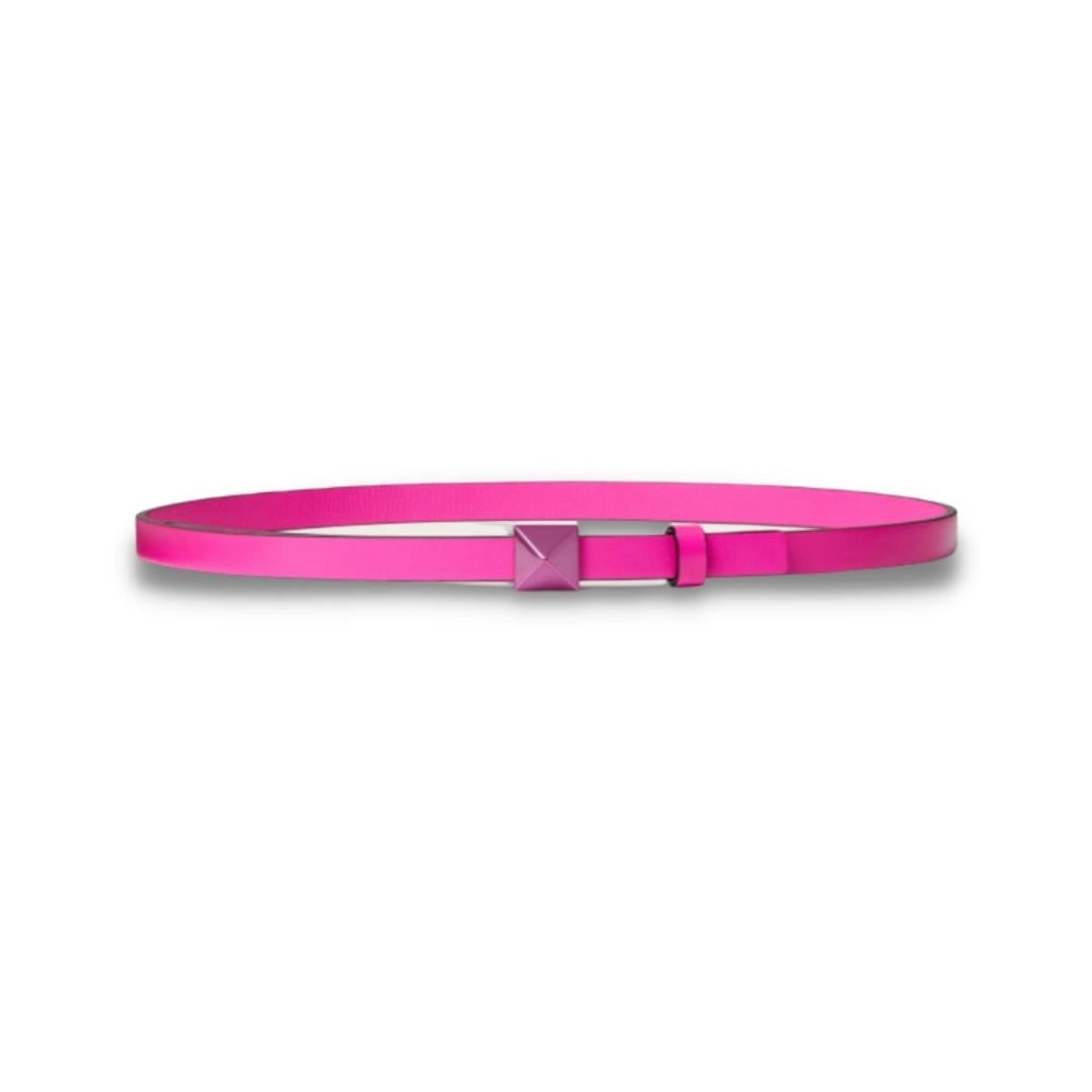 One Stud Embellished Leather Belt in Pink - Valentino Garavani