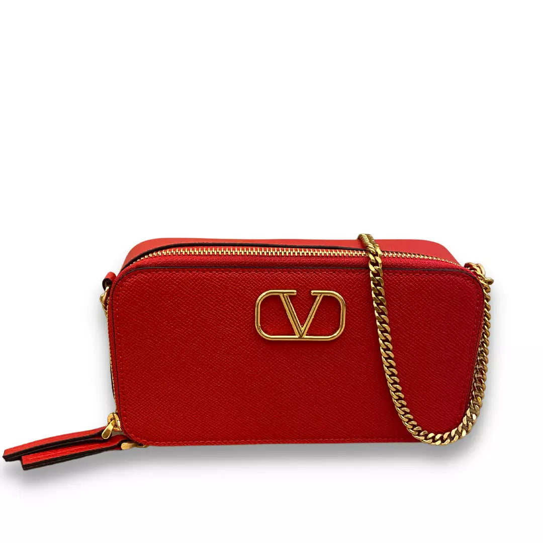 VALENTINO RED LEATHER MINI VLOGO