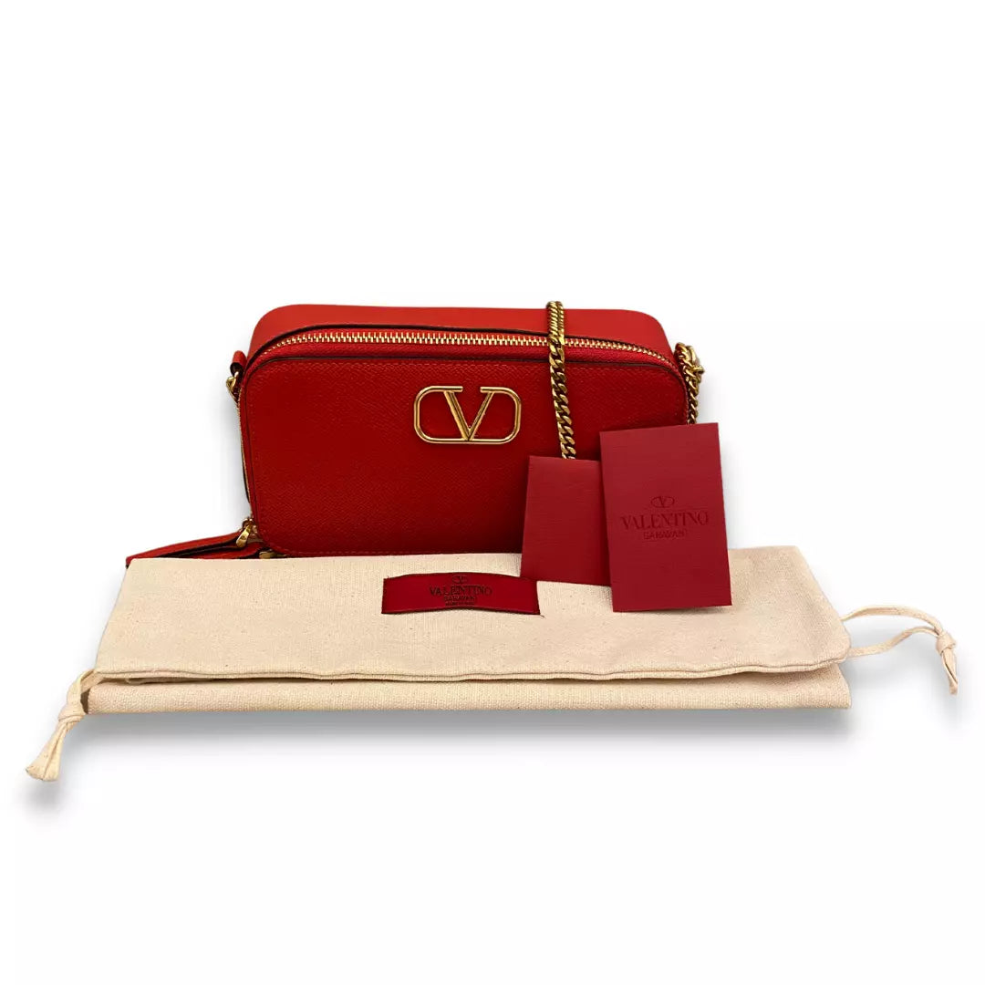VALENTINO RED LEATHER MINI VLOGO