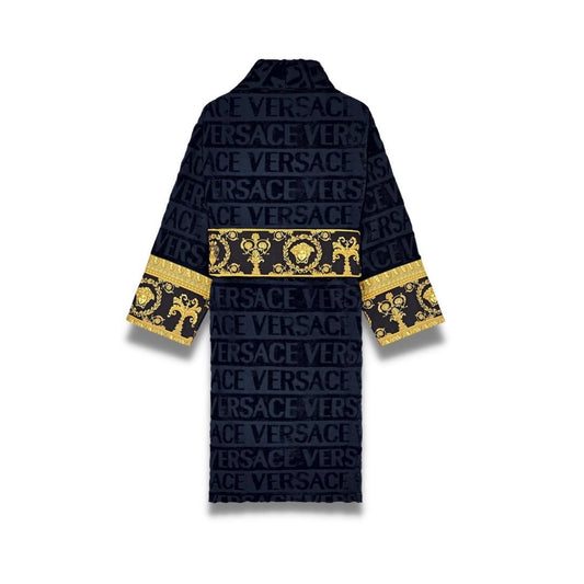 Versace BLACK COTTON I LOVE BAROQUE BATHROBE