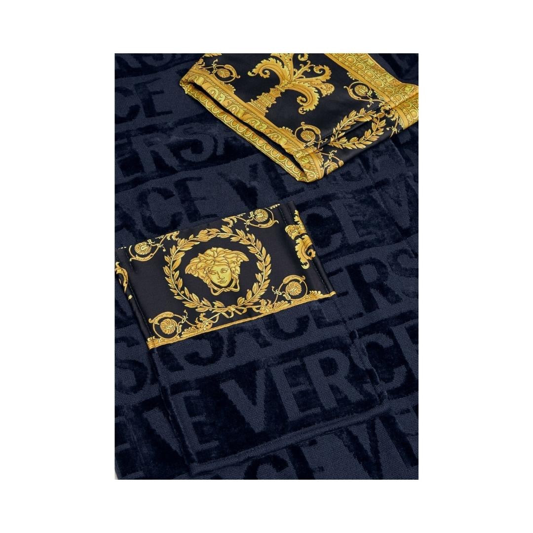 Versace BLACK COTTON I LOVE BAROQUE BATHROBE