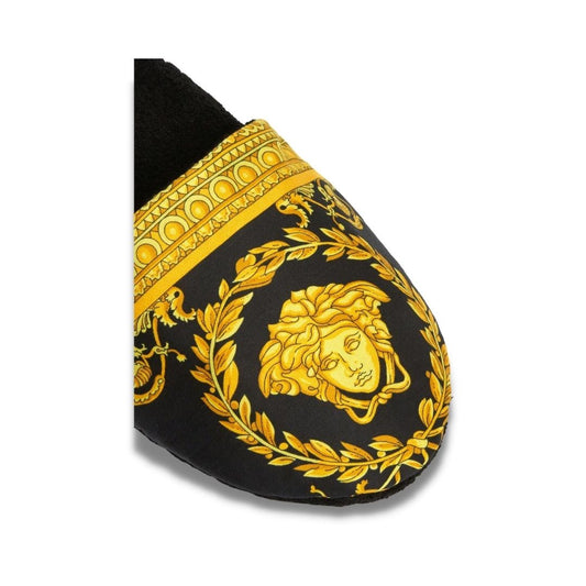 Versace BLACK COTTON I LOVE BAROQUE SLIPERS