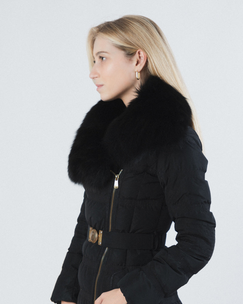 Versace BLACK FOX FUR COLLAR JACKET