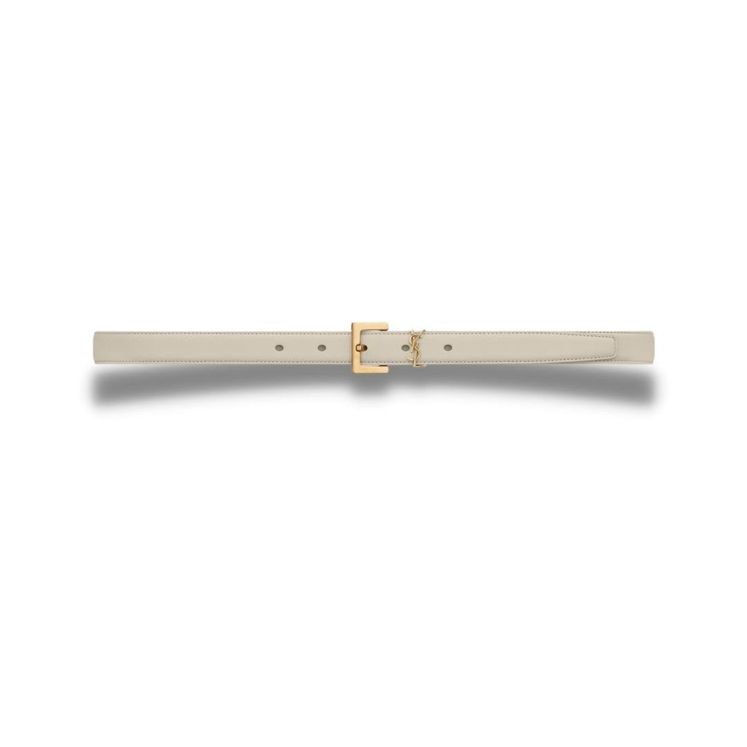 Leather belt Yves Saint Laurent White size S International in Leather -  34353956