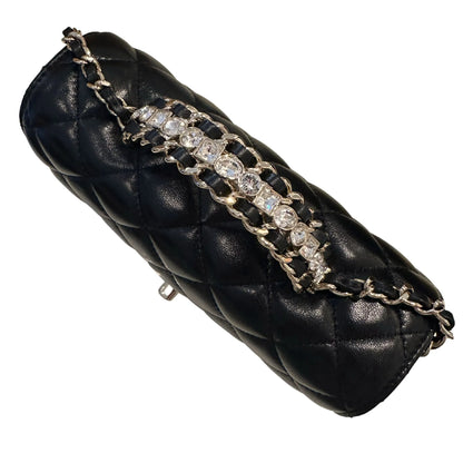 CHANEL BLACK TOP HANDLE WITH CRYSTALS BAG